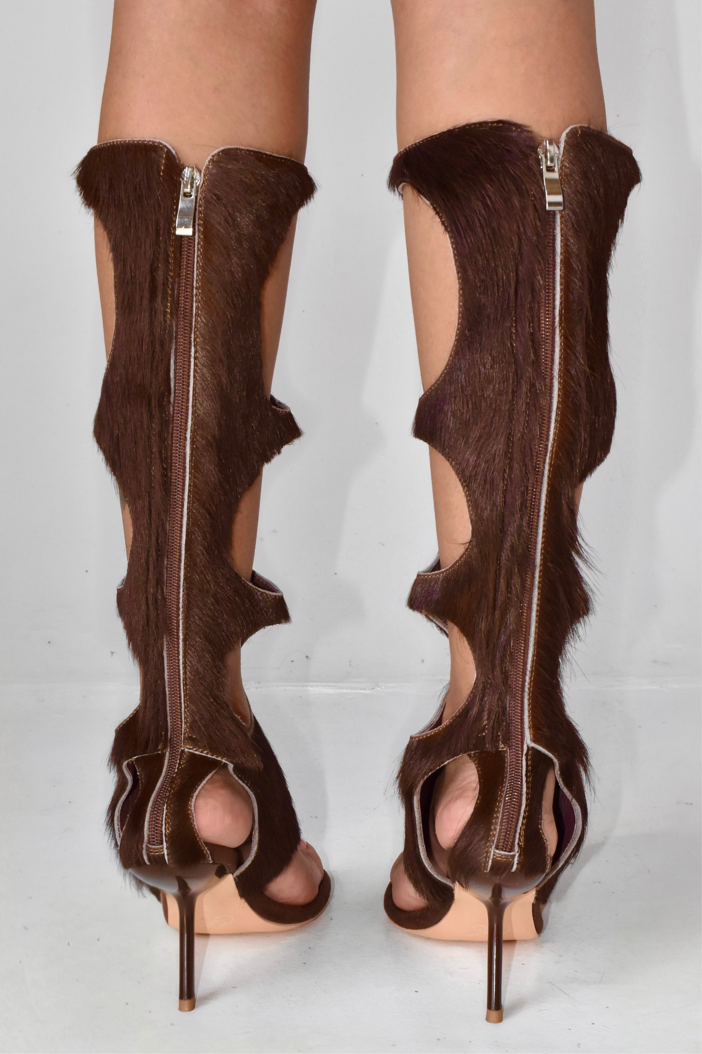 IOANNES COWHIDE THONG BOOTS -STALLION BROWN