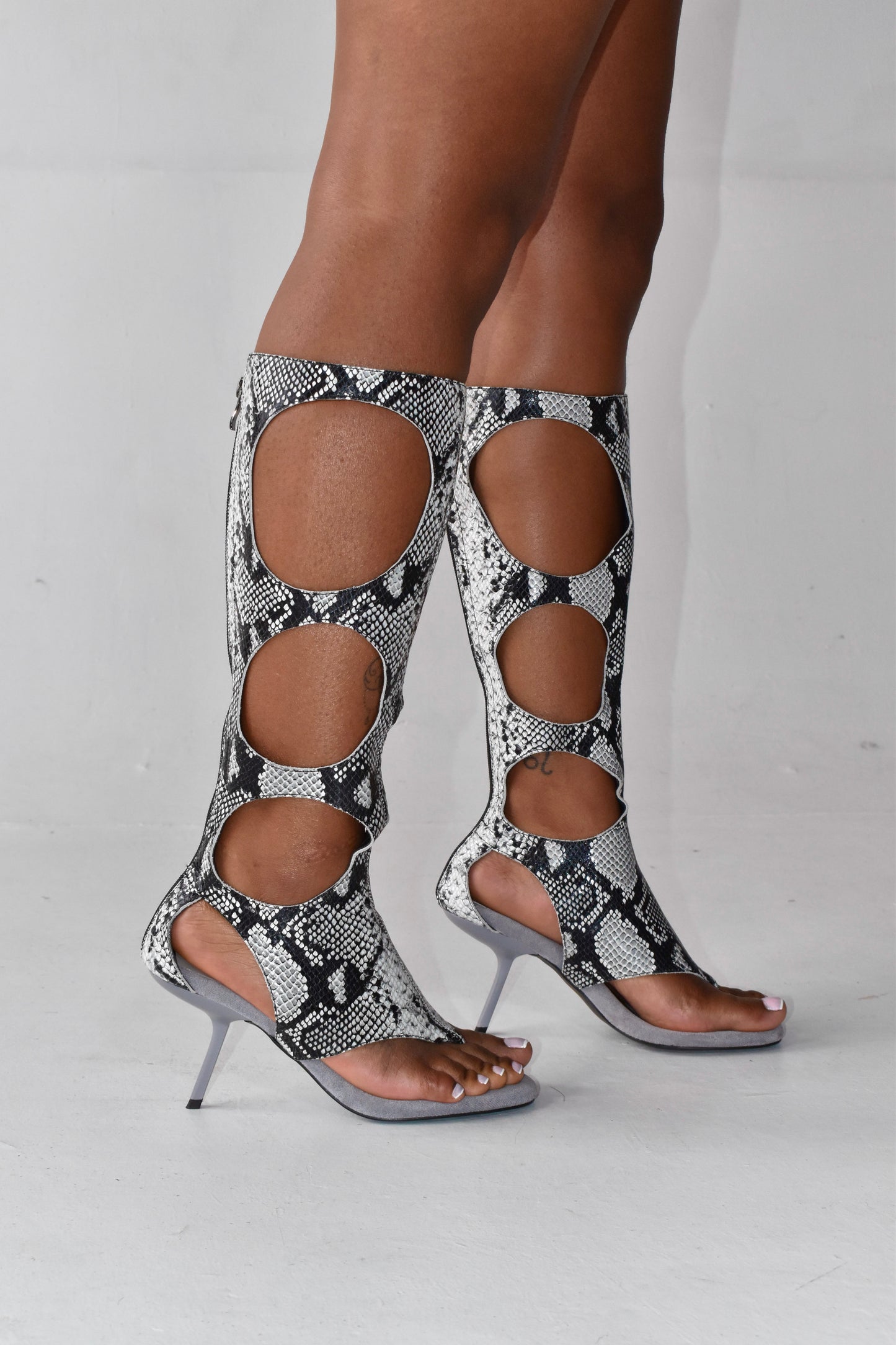 CLEOPATRA SNAKESKIN IOANNES THONG BOOTS