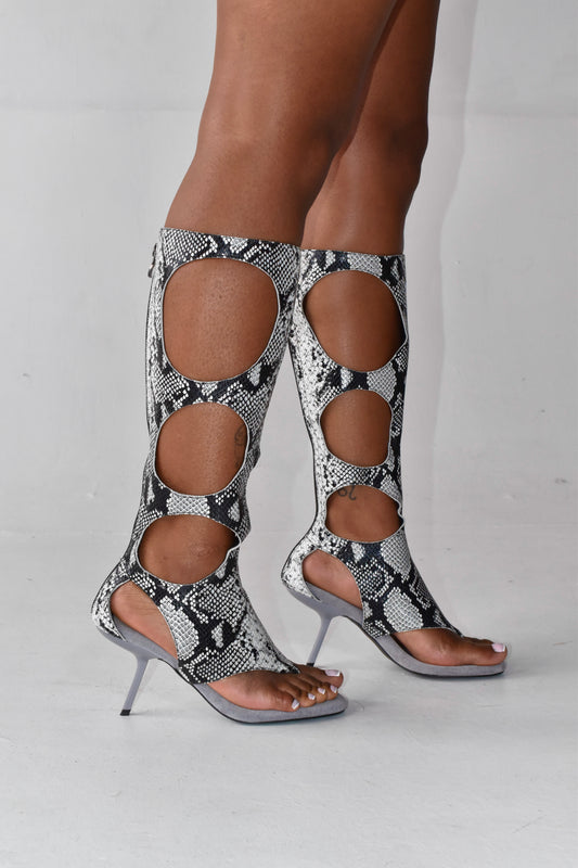 CLEOPATRA SNAKESKIN IOANNES THONG BOOTS