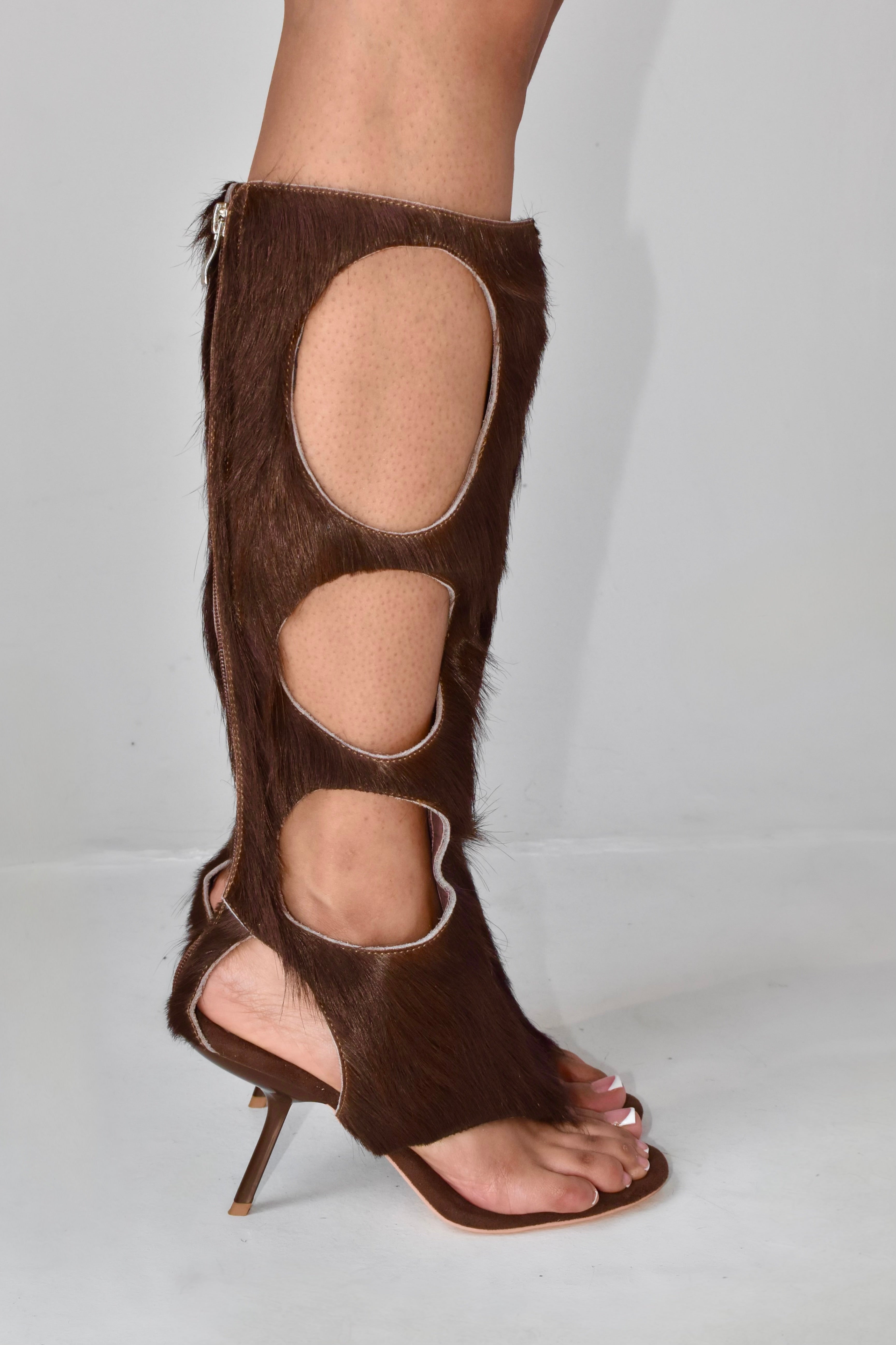 IOANNES COWHIDE THONG BOOTS -STALLION BROWN