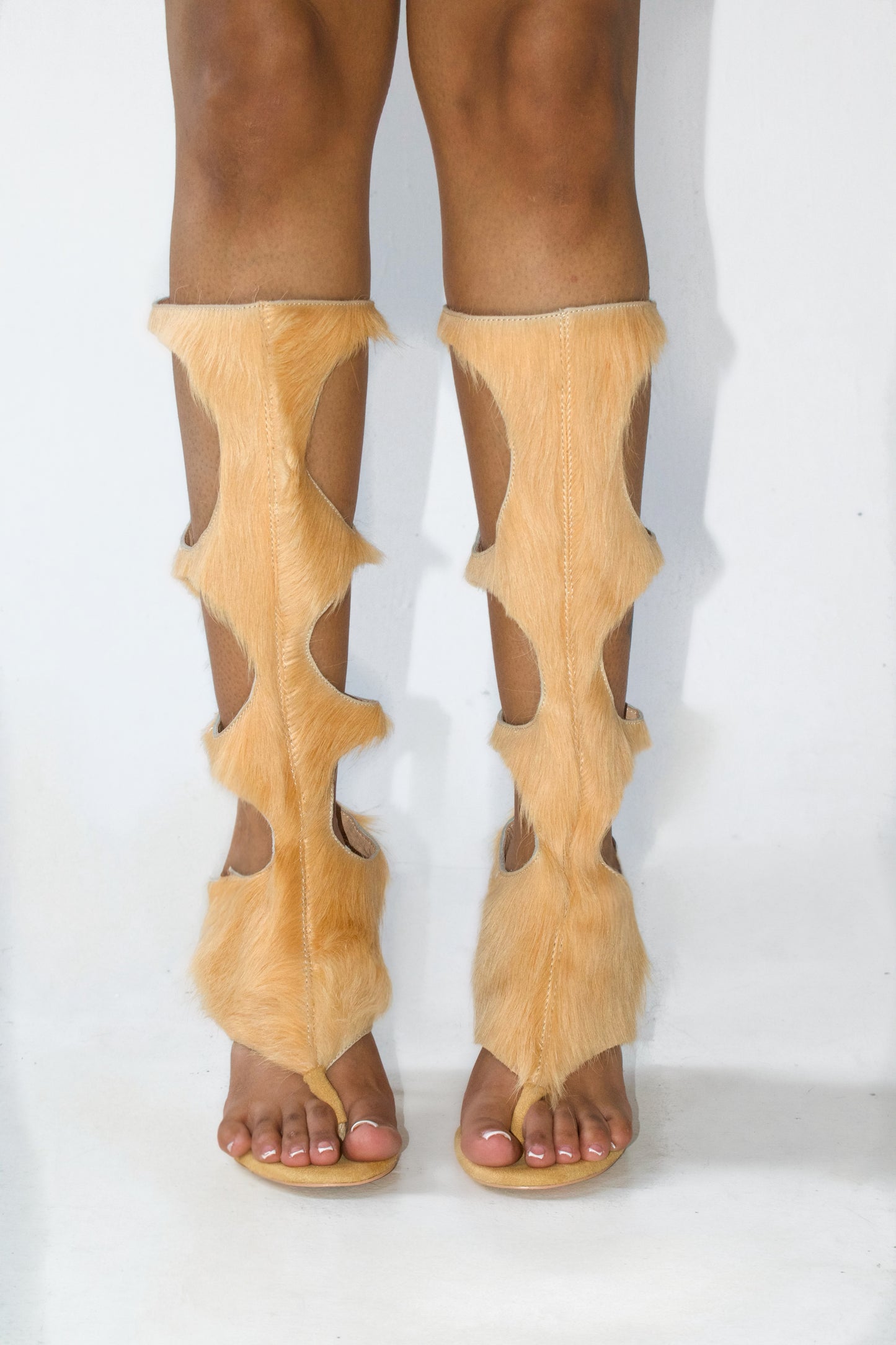 IOANNES COWHIDE THONG BOOTS- SABLE BROWN