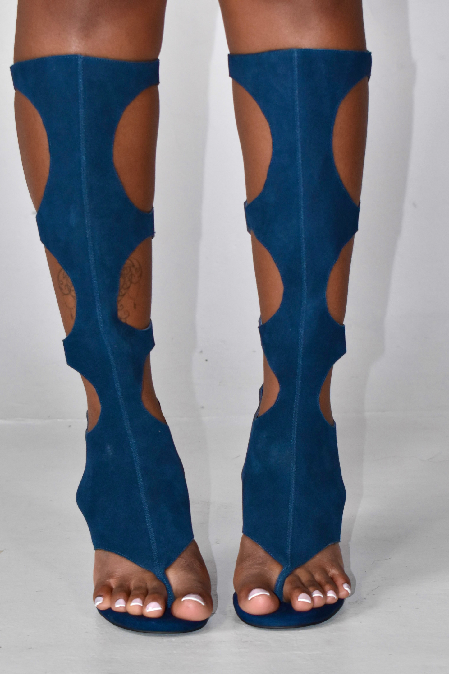 IOANNES SUEDE THONG BOOTS -INDIGO BLUE