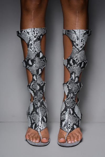 CLEOPATRA SNAKESKIN IOANNES THONG BOOTS