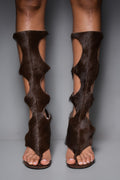 IOANNES COWHIDE THONG BOOTS -STALLION BROWN