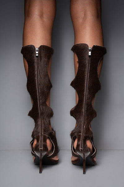 IOANNES COWHIDE THONG BOOTS -STALLION BROWN