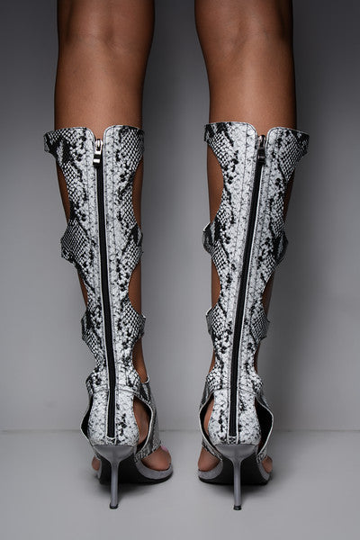 CLEOPATRA SNAKESKIN IOANNES THONG BOOTS – KINADESE