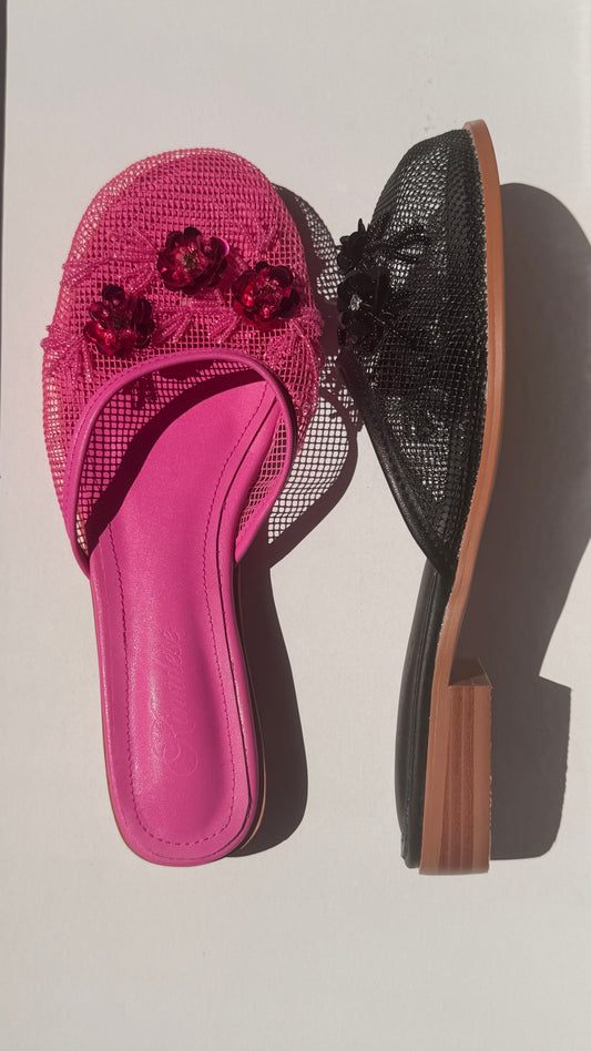 Dahlia Pink Flat Chinese Slippers PREORDER