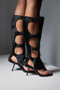 IOANNES COWHIDE THONG BOOTS- SHADOW BLACK