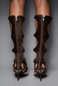 IOANNES COWHIDE THONG BOOTS -STALLION BROWN